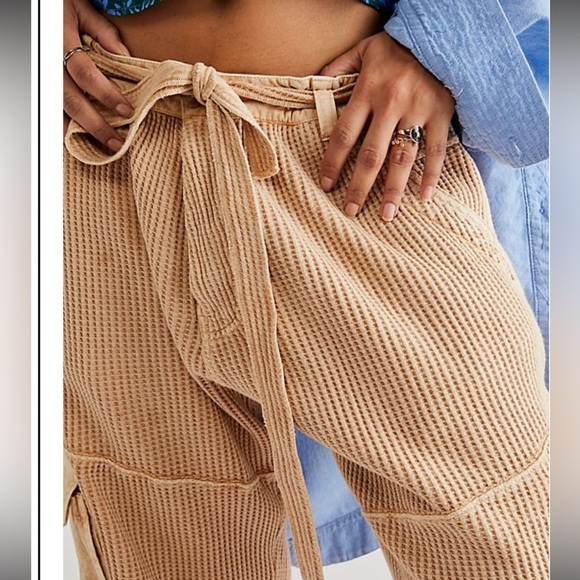 BNWOT Free People Waffle Knit Frankie Pants - Picture 2 of 4
